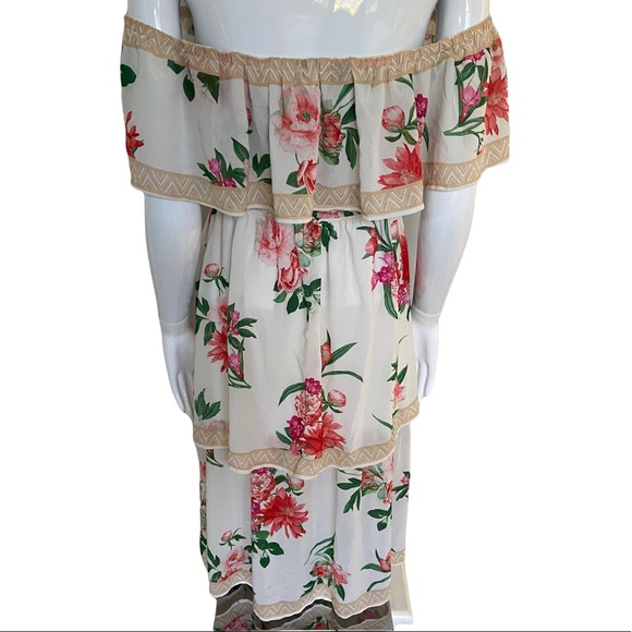 Lulu’s floral off-the-shoulder tiered midi dress - Picture 5 of 10